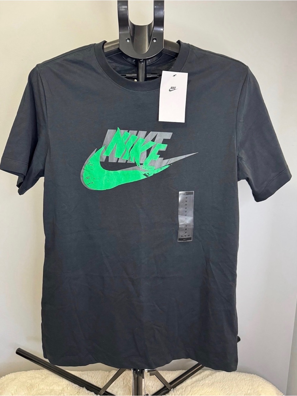 Nike Black Short-Sleeve Tee with Green Swoosh